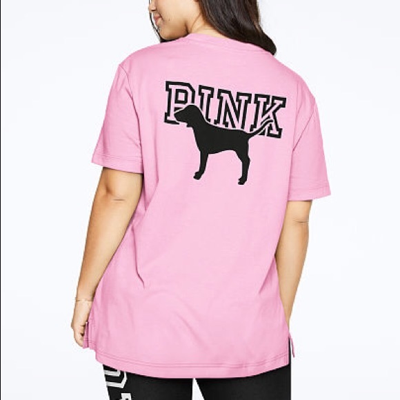 💗VS PINK PINK & BLACK PUP LOGO CAMPUS TEE SS - Picture 5 of 6